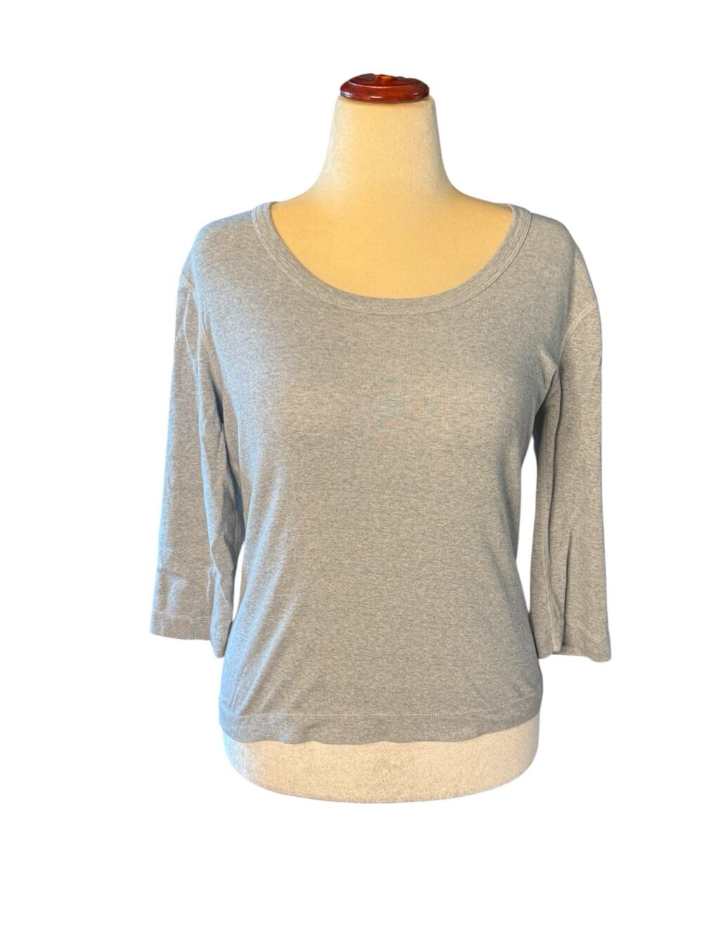 Three Dots 3/4 Sleeve British Tee - Large - Gray